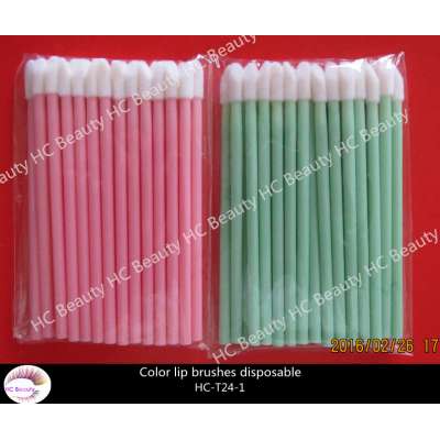 Disposable color pink green lip gloss wands Lipstick brushes makeup Eyelash Extension Applicator spoolers